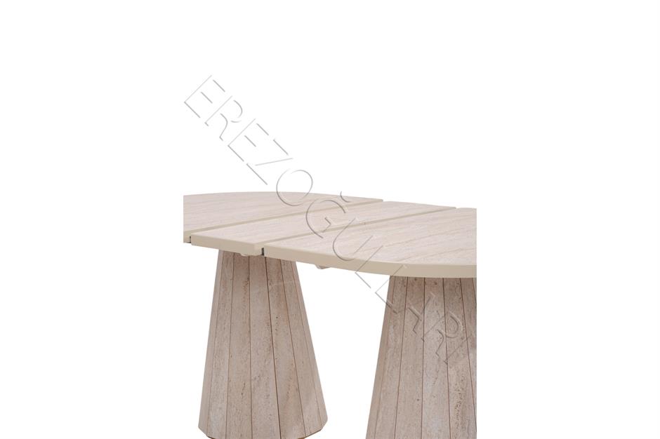Bohem Travertan Norte Açılır Yemek Masa Sandalye Takımı 90x160cm