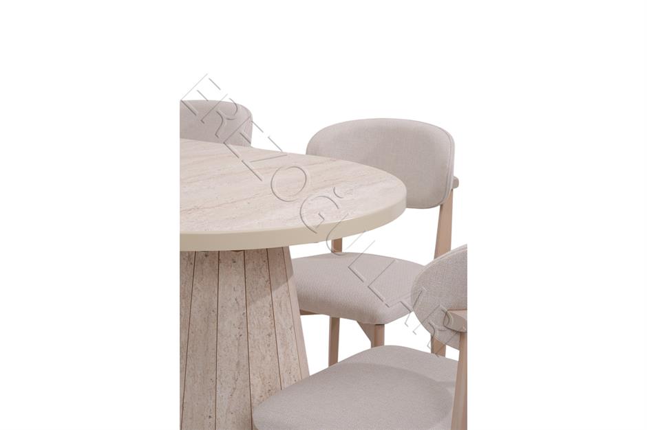 Bohem Travertan Norte Açılır Yemek Masa Sandalye Takımı 90x160cm