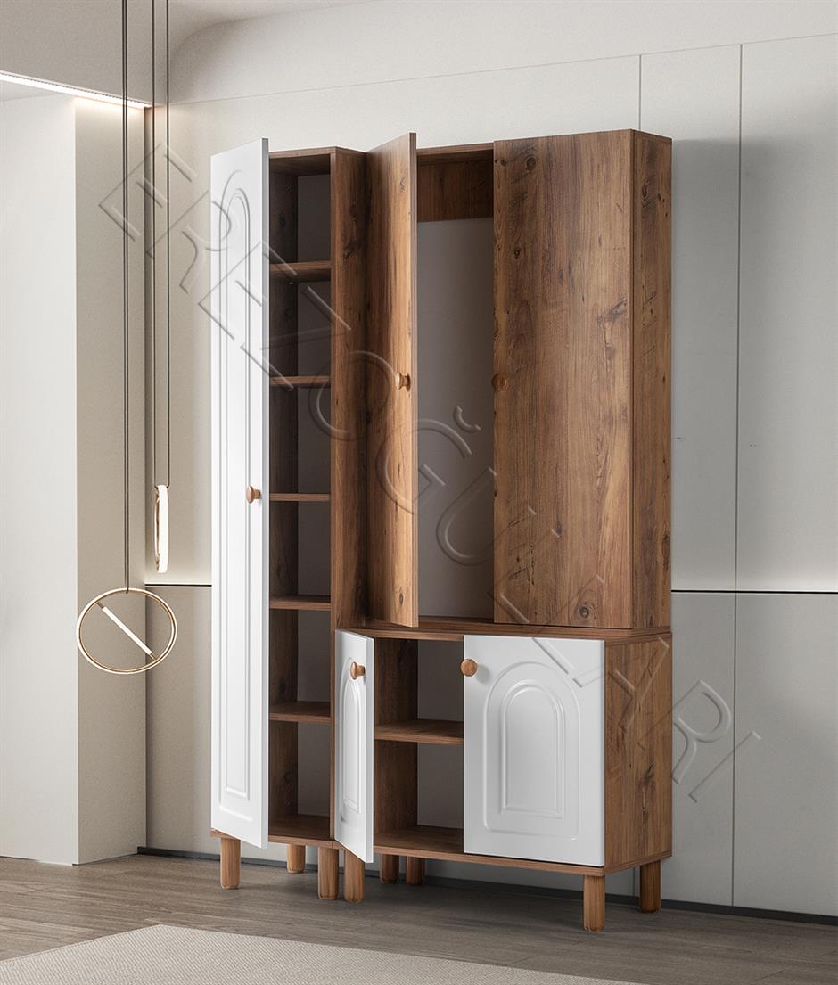 Bohem Zambak 3 lü Portmanto Ayakkabılık 120x38x200