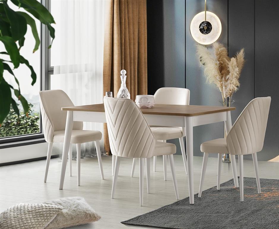 Çakıl MDF Yemek Masa Sandalye Takımı 90x145cm