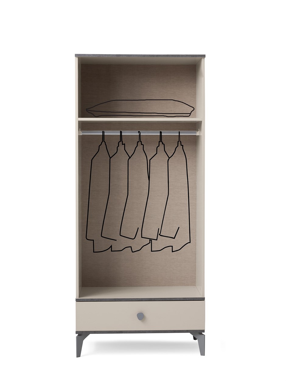 Çakıltaşı 2 kapaklı Gardırop Elbise Dolabı 86x47x200cm