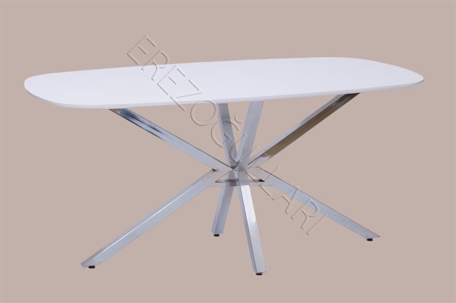 Çapraz Beyaz High Gloss Yemek Masası 90*160 cm