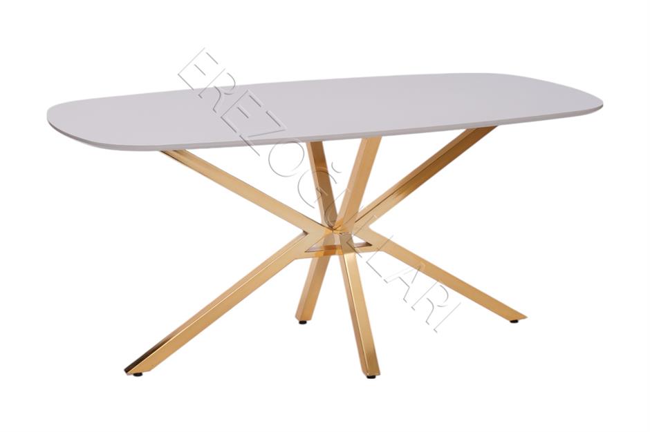 Çapraz Kum Beji High Gloss Yemek Masası 90*160 cm