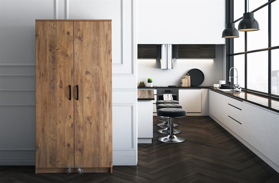 Çok Amaçlı 2 Kapaklı Mutfak Erzak Kiler Dolap 86x52x180 cm