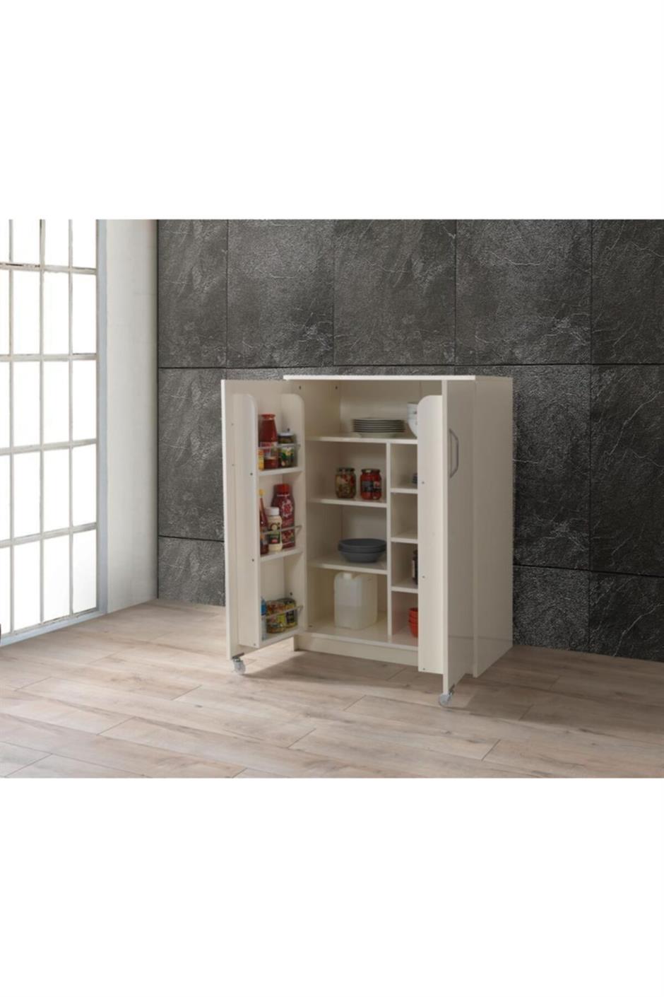 Çok Amaçlı 2 Kapaklı Mutfak Erzak Kiler Dolap 86x52x120cm