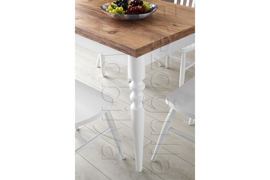 Cunda Yandan Açılır Mutfak Masa Takımı ve 6 Adet Sandalye 70x110cm