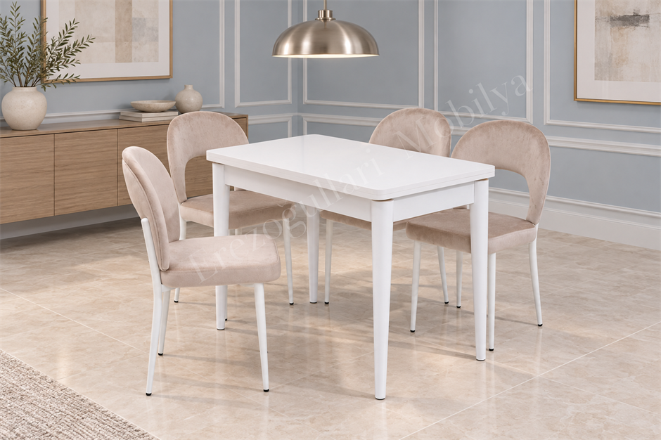 Damla Hilal MDF Mutfak Masa Sandalye Takımı 60x100cm