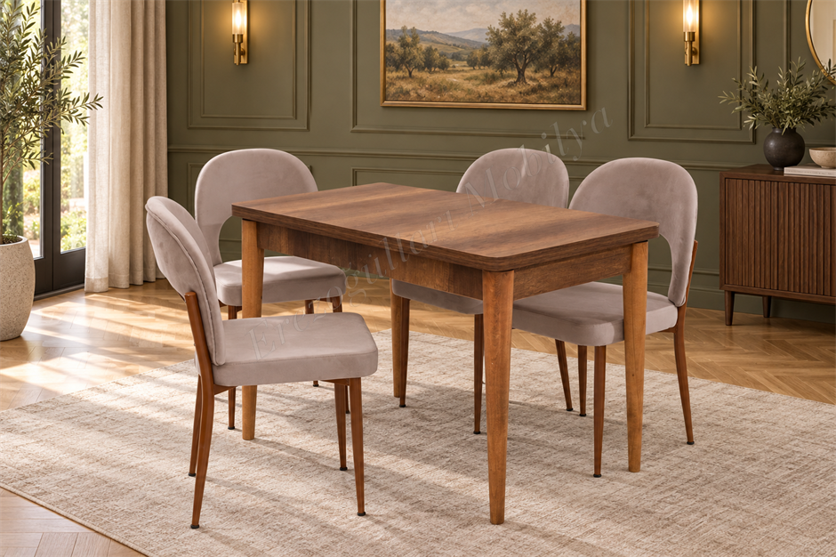 Damla Hilal MDF Mutfak Masa Sandalye Takımı 60x100cm
