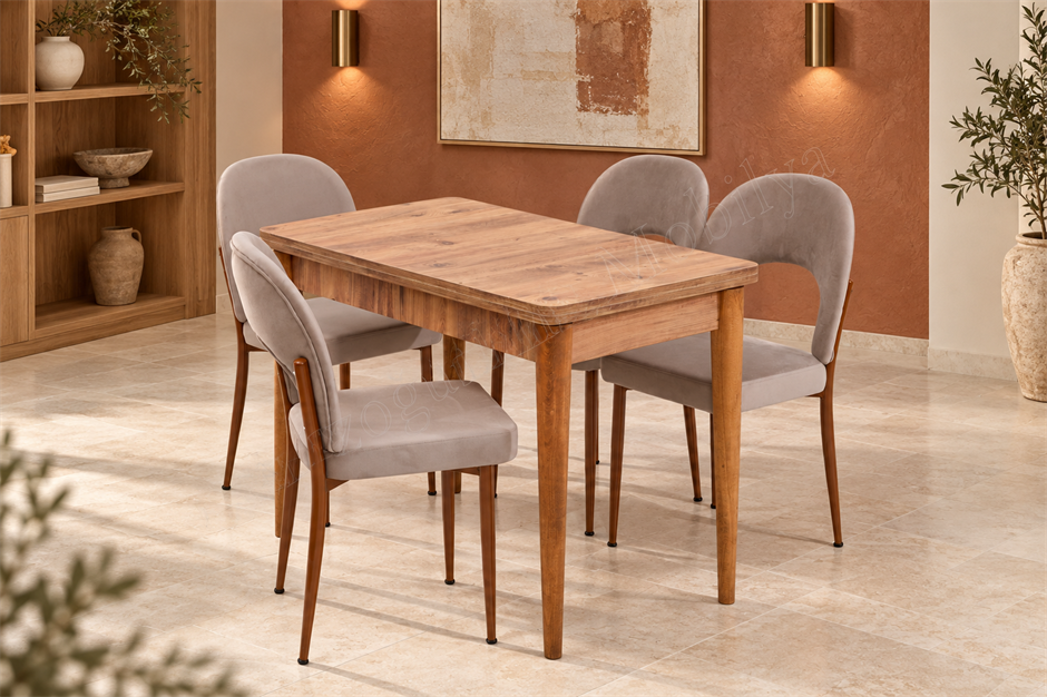 Damla Hilal MDF Mutfak Masa Sandalye Takımı 60x100cm