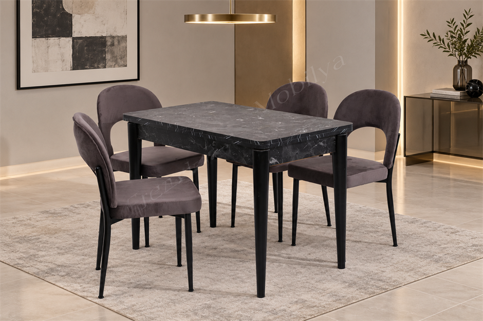 Damla Hilal MDF Mutfak Masa Sandalye Takımı 60x100cm