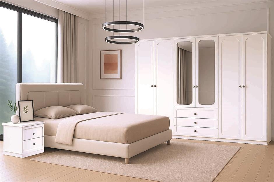 Defne %100 MDF 6 Kapaklı Modern Yatak Odası Takımı Başlıklı