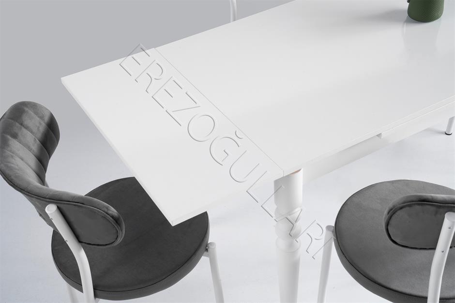 Didim Beyaz Beta Açılır Mutfak Masa Sandalye Takımı 80x120