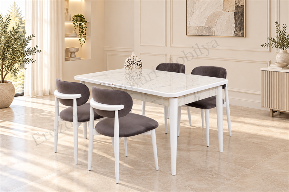 Duru Norte Mdf Lak Panel Açılır Yemek Masa Takımı 90x160