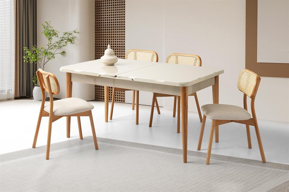 Duru Paris Mdf Lak Panel Açılır Yemek Masa Takımı 90x160