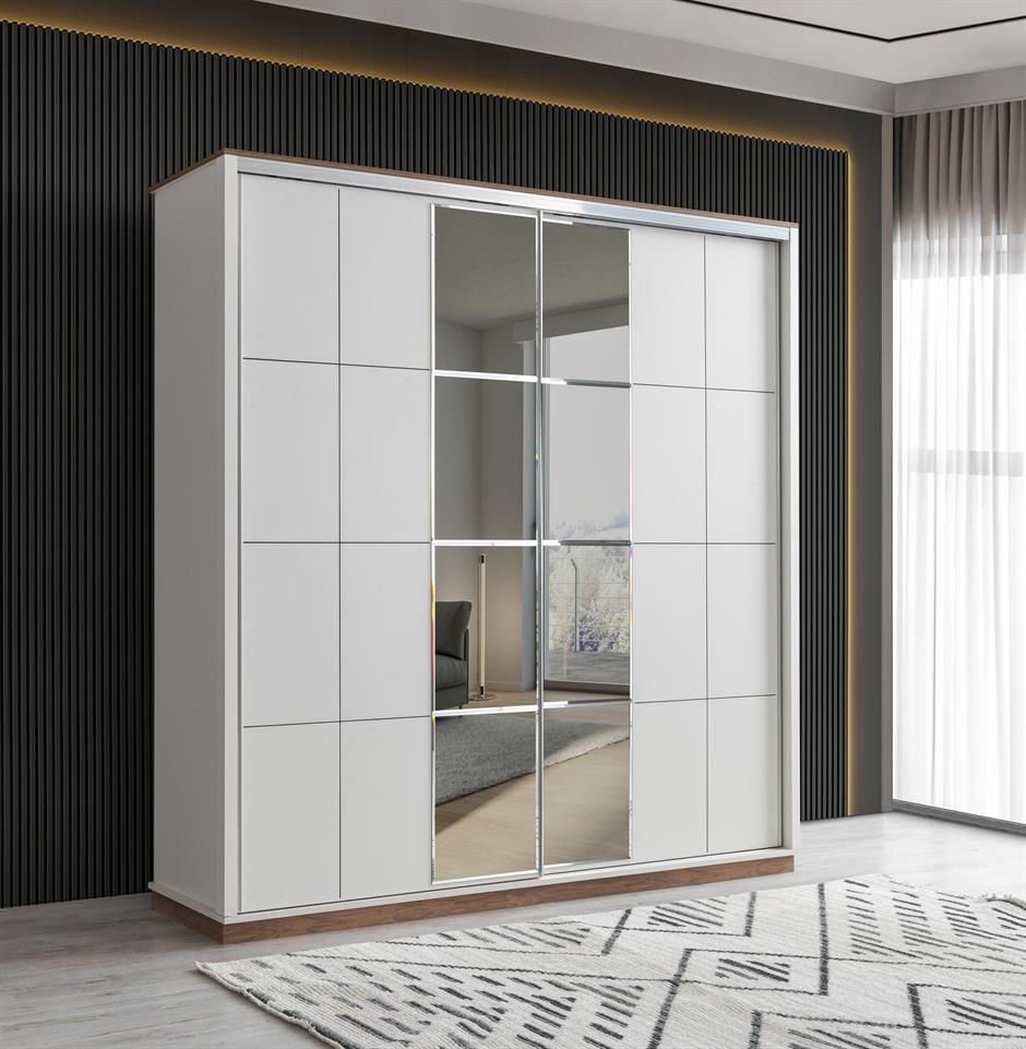 Efsane Sürgülü Aynalı Elbise Dolabı Gardırop 200x60x214