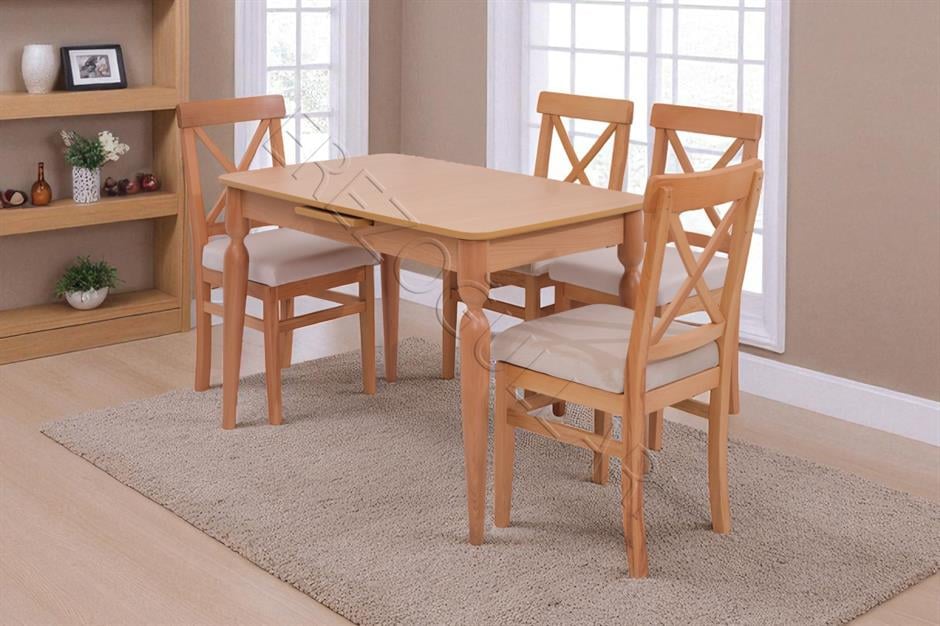 Eliz Alaçatı Lak Panel Açılır Mutfak Masa Takımı 70x110cm