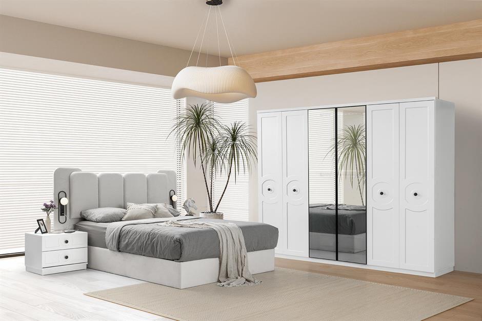 Emir %100 MDF 6 Kapaklı Modern Yatak Odası Takımı Başlıklı