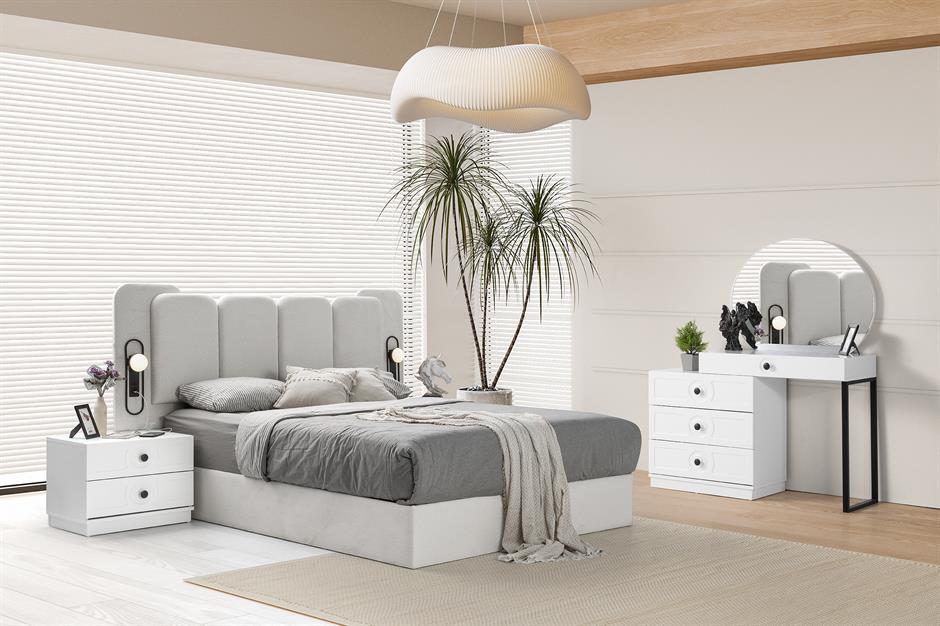 Emir %100 MDF 6 Kapaklı Modern Yatak Odası Takımı Başlıklı