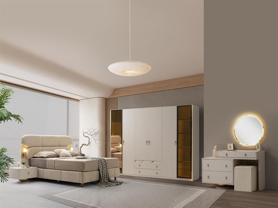 Erva 6 Kapaklı Modern Yatak Odası Takımı Başlıklı