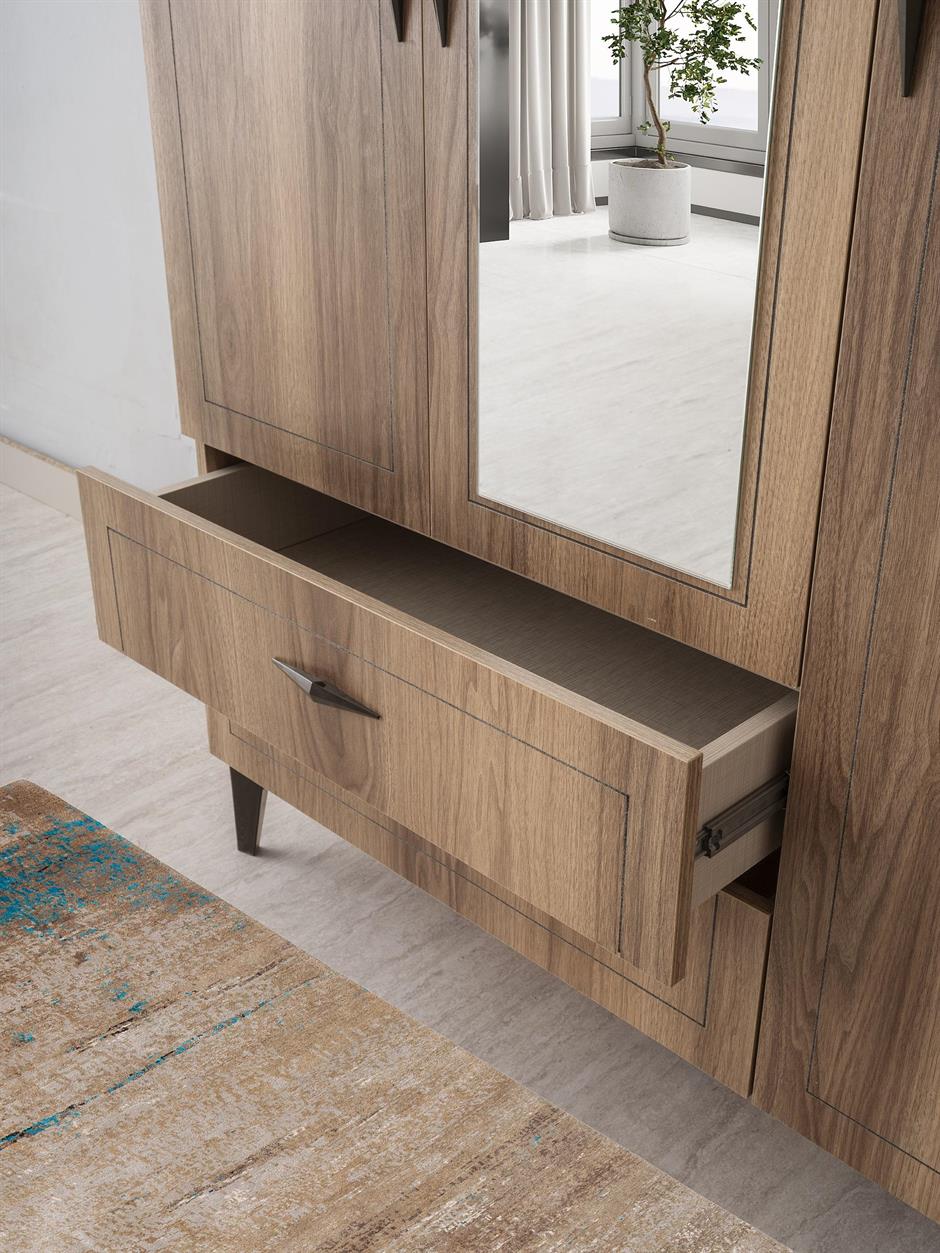 Hazar 3 Kapılı 2 Çekmeceli Gardırop Elbise Dolabı 120x47x200