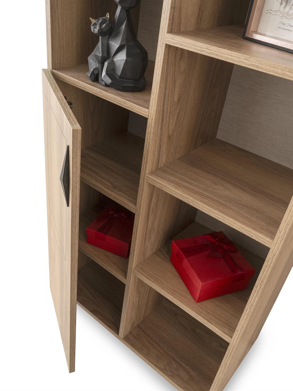 Hazar Raflı Kapaklı Kitaplık 70x37x180cm