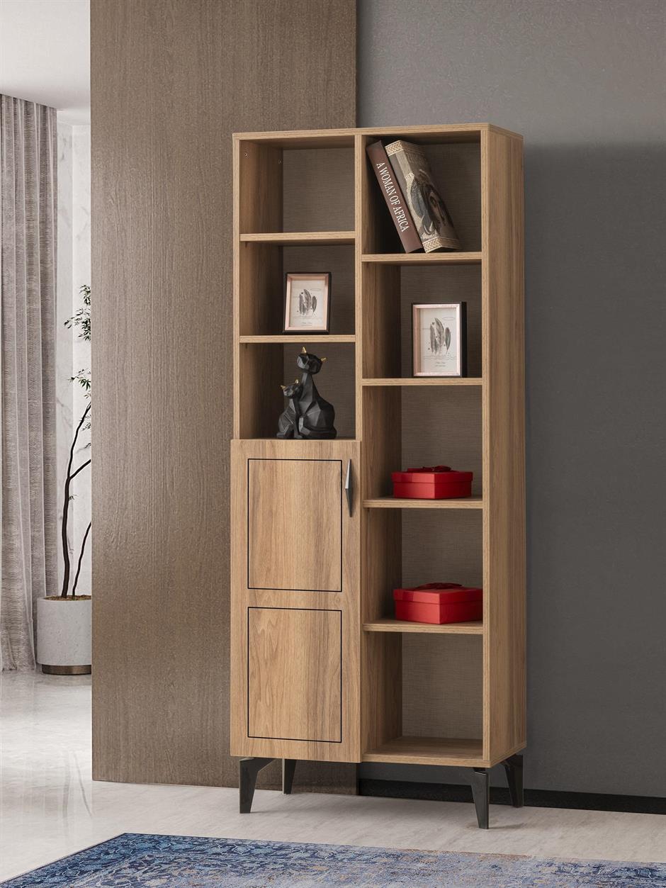 Hazar Raflı Kapaklı Kitaplık 70x37x180cm