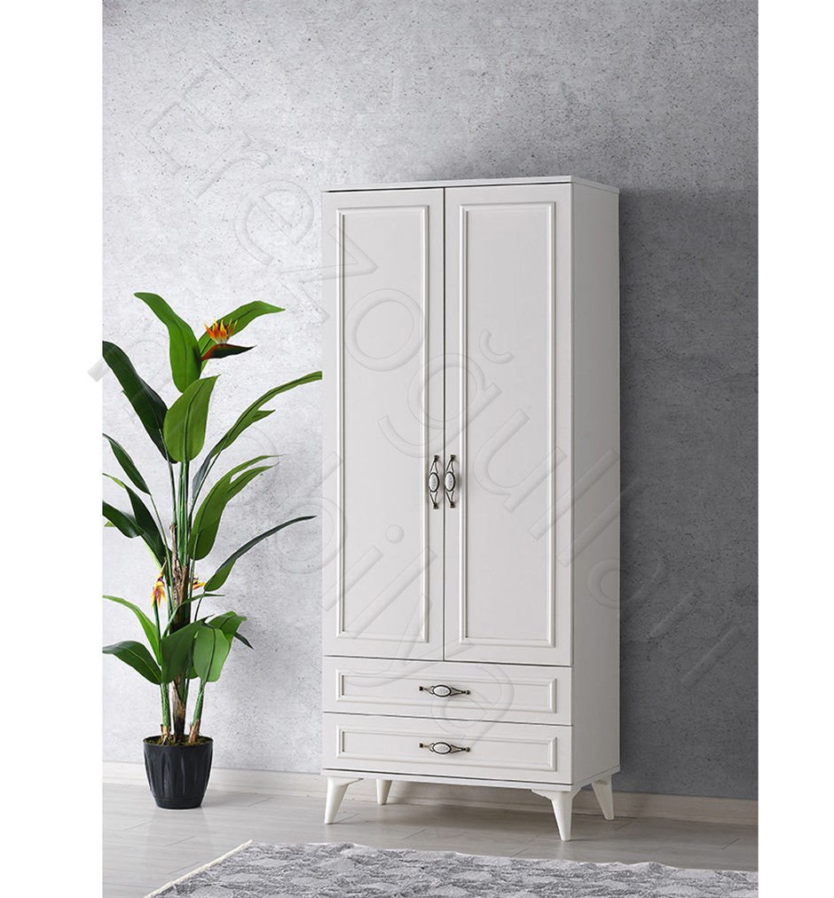 Irmak 2 Kapılı 2 Çekmeceli Gardrop Elbise Dolabı 80x48x195cm
