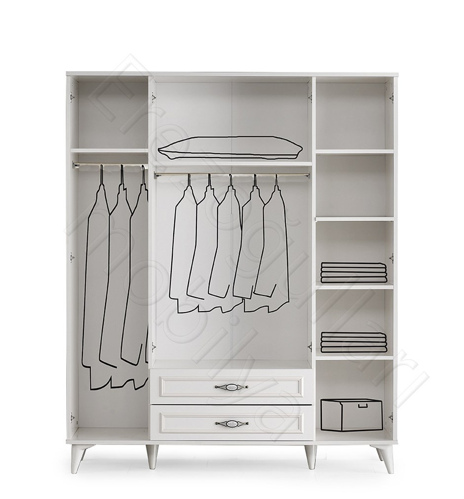 Irmak 4 Kapılı 2 Çekmeceli Gardrop Elbise Dolabı 160x48x195cm