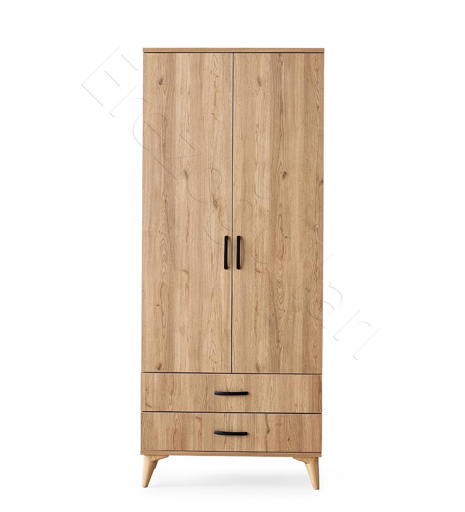 Kumsal 2 Kapılı 2 Çekmeceli Gardrop Elbise Dolabı 80x48x195cm