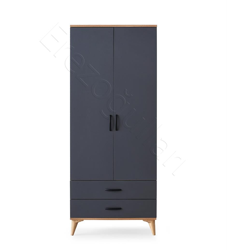Kumsal 2 Kapılı 2 Çekmeceli Gardrop Elbise Dolabı 80x48x195cm