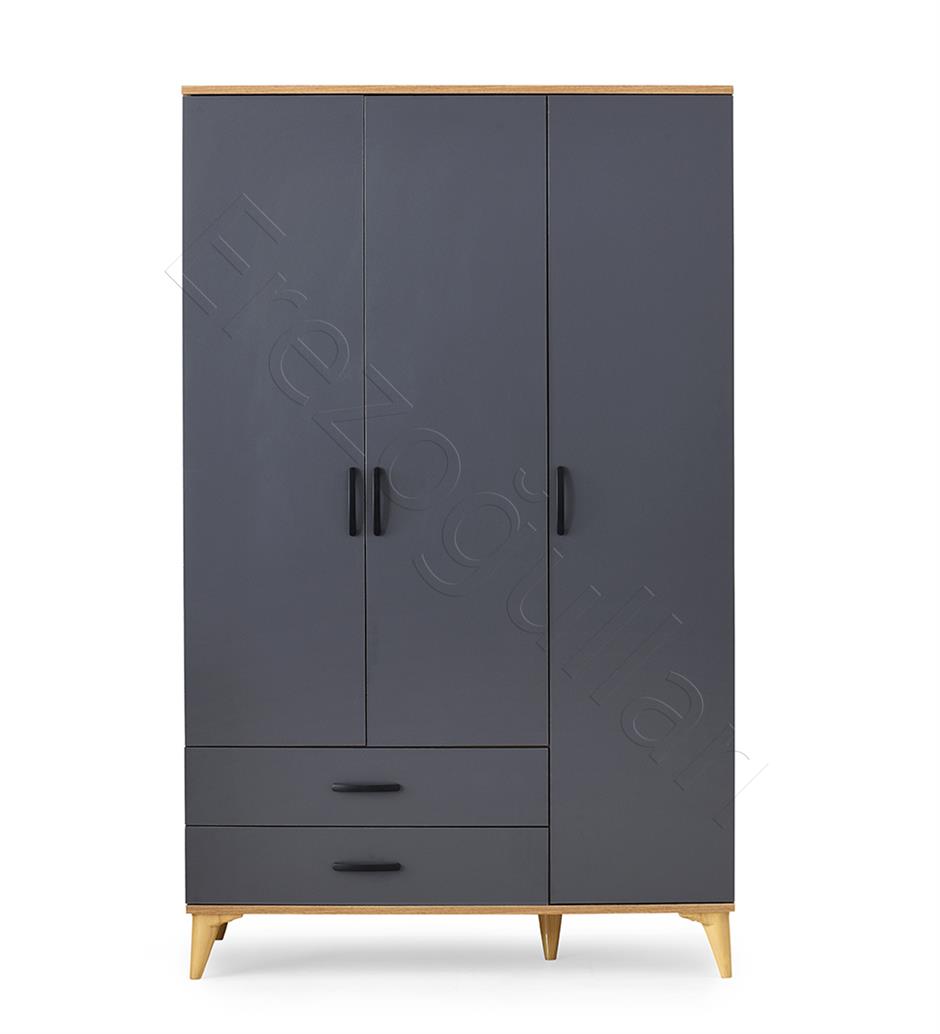 Kumsal 3 Kapılı 2 Çekmeceli Gardrop Elbise Dolabı 120x48x195cm