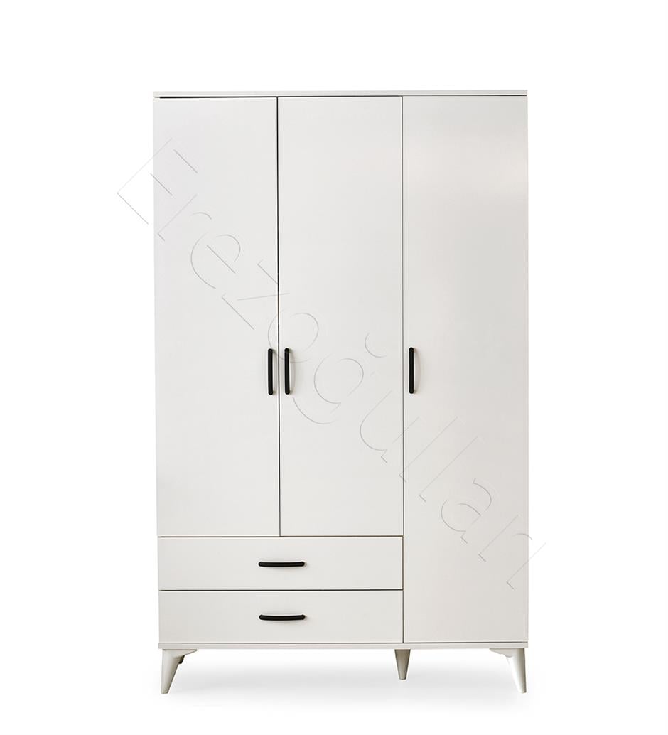 Kumsal 3 Kapılı 2 Çekmeceli Gardrop Elbise Dolabı 120x48x195cm