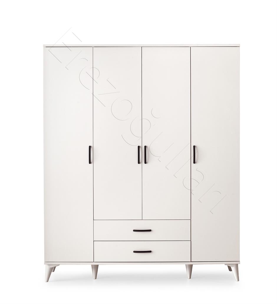 Kumsal 4 Kapılı 2 Çekmeceli Gardrop Elbise Dolabı 160x48x195cm
