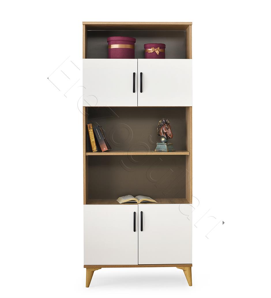 Kumsal Dolaplı 5 Raflı Kitaplık 80x30x195cm