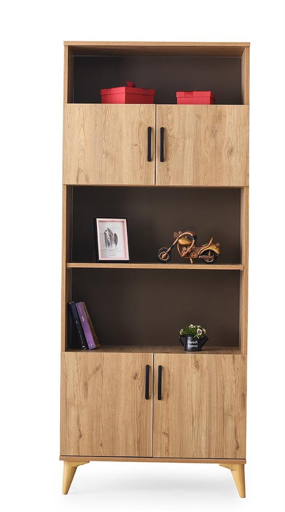 Kumsal Dolaplı 5 Raflı Kitaplık 80x30x195cm