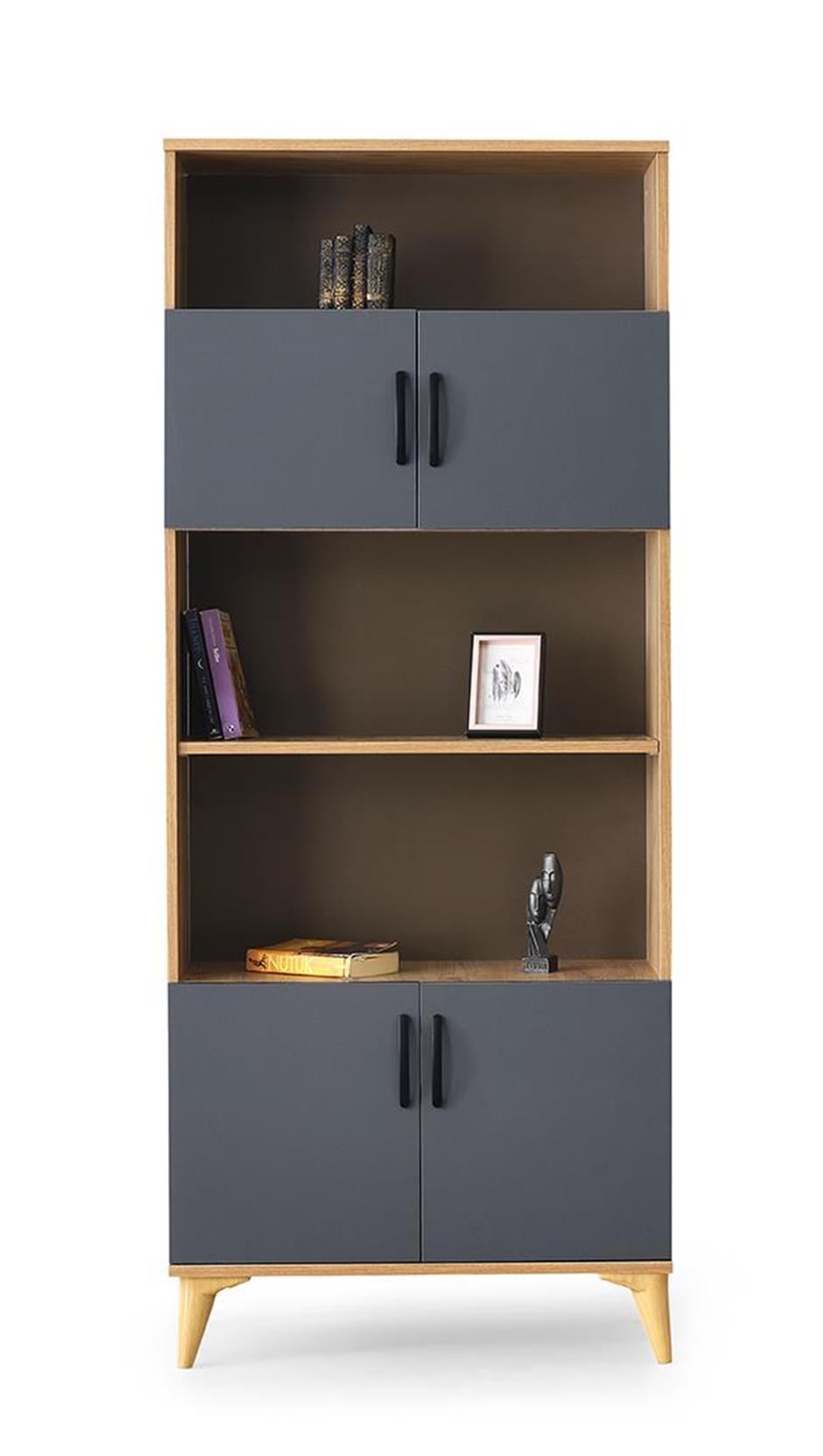 Kumsal Dolaplı 5 Raflı Kitaplık 80x30x195cm