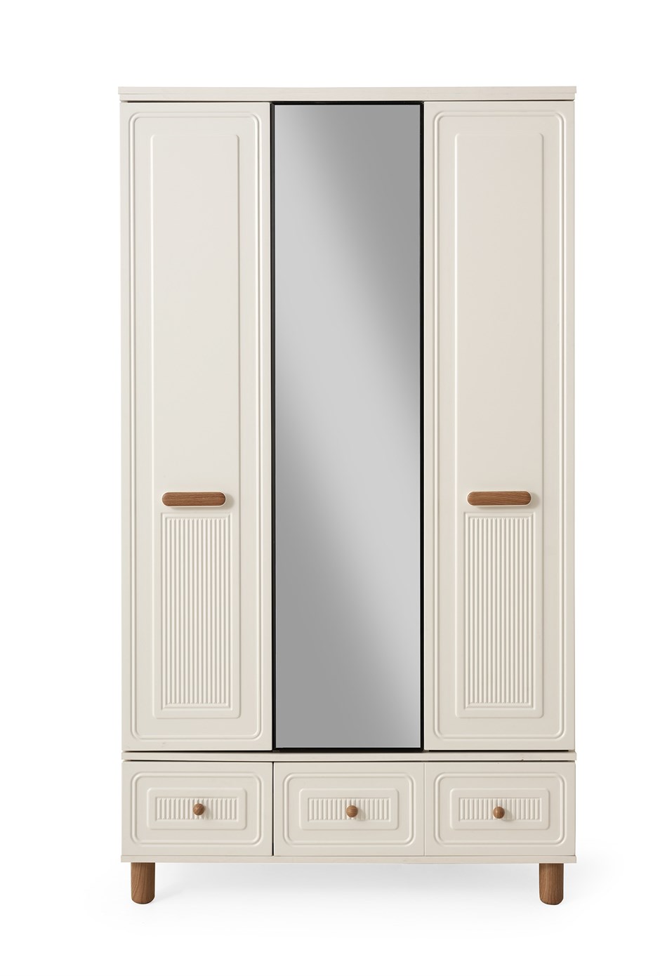 Lagos 3 Kapaklı %100 MDF Elbise Dolabı Gardrop 117x54x212