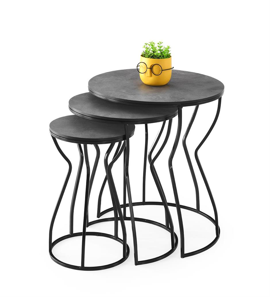 Lale 3lü Yuvarlak Köşe Zigon Sehpa Mdf