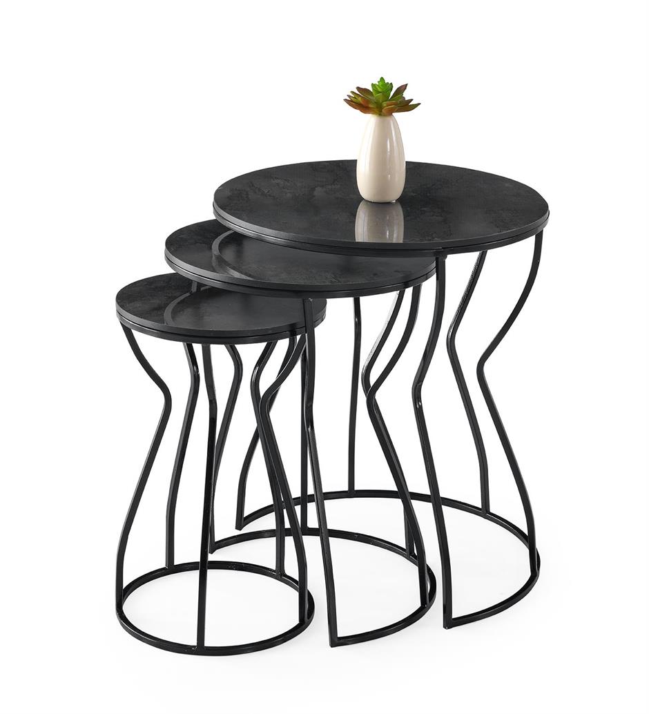 Lale 3lü Yuvarlak Köşe Zigon Sehpa Mdf