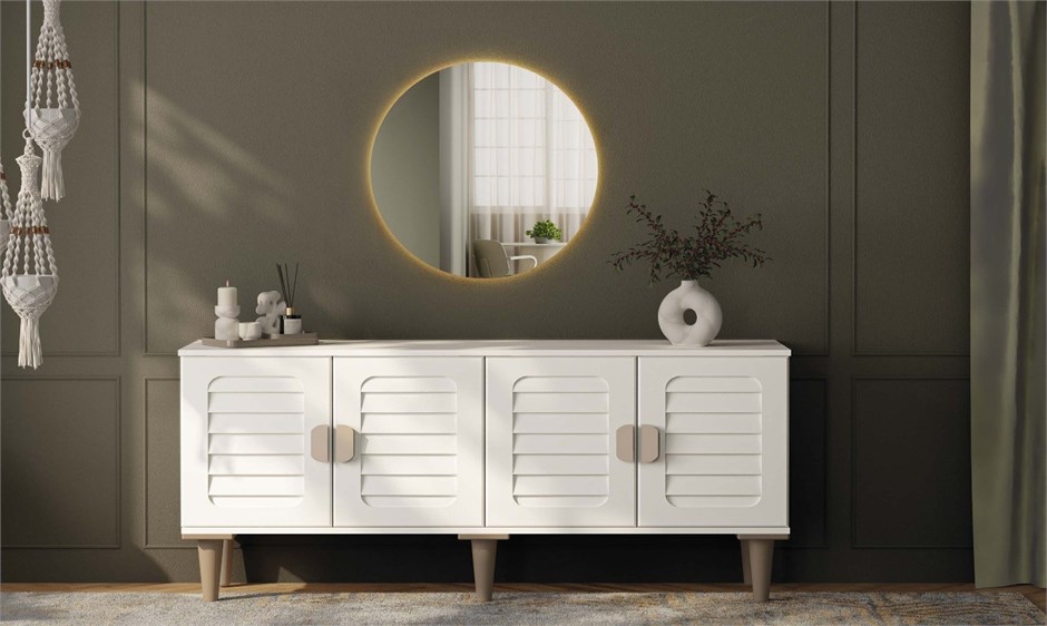 Lavanta MDF Dolaplı Konsol Büfe Aynasız 160x80x41cm