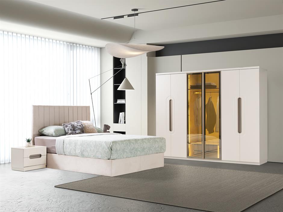 Luna %100 MDF 6 Kapaklı Modern Yatak Odası Takımı Başlıklı