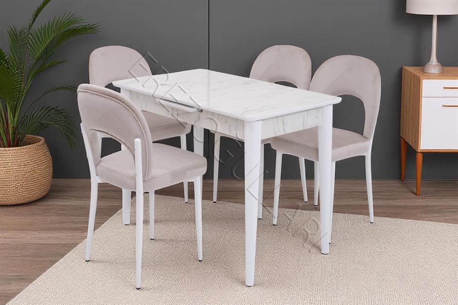 Melisa Hilal Lak Panel Açılır Mutfak Masa Sandalye Takımı 60x100