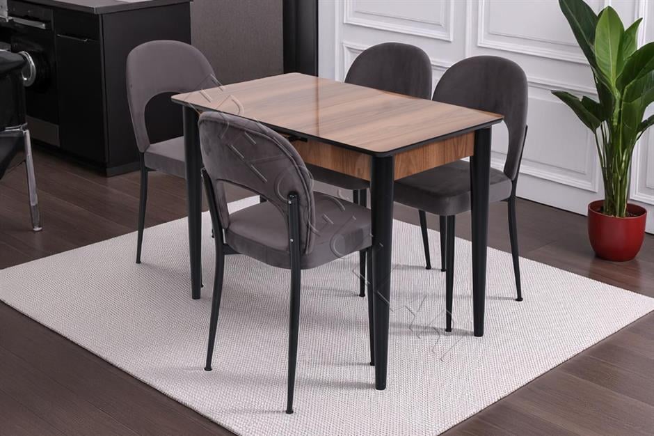 Melisa Hilal Lak Panel Açılır Mutfak Masa Sandalye Takımı 60x100