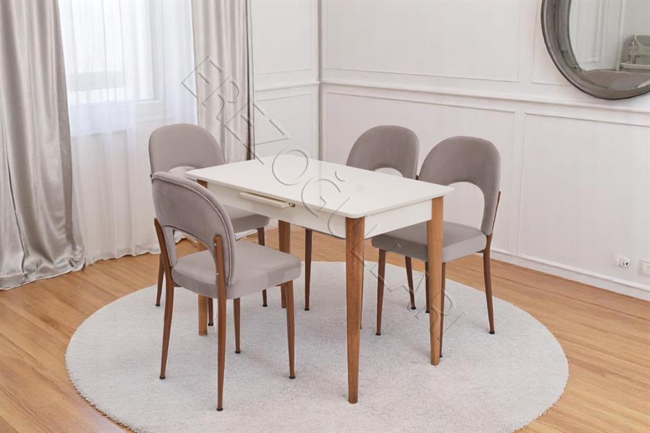 Melisa Hilal Lak Panel Açılır Mutfak Masa Sandalye Takımı 60x100