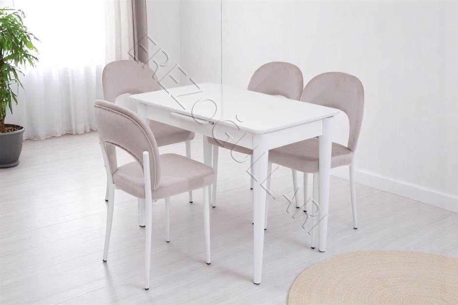 Melisa Hilal Lak Panel Açılır Mutfak Masa Sandalye Takımı 60x100