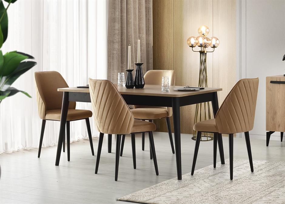 Mercan MDF Salon Yemek Masa Sandalye Takımı 90x145