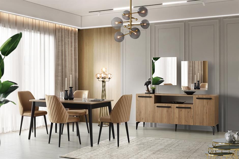 Mercan Modern MDF Yemek Odası Masa Sandalye Takımı