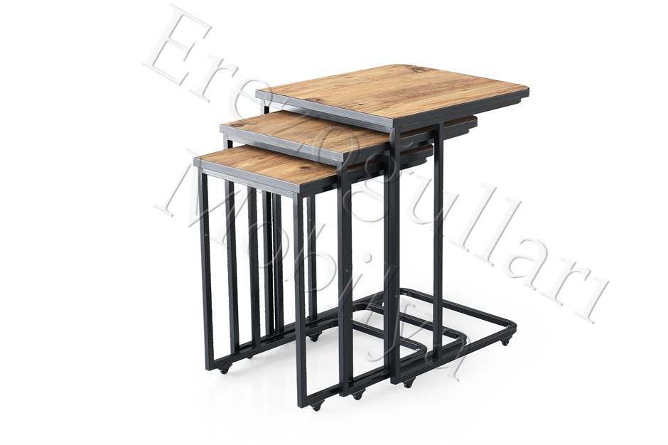 Mermer Desen C Zigon Sehpa 3lü Mdflam Desenli Renkli