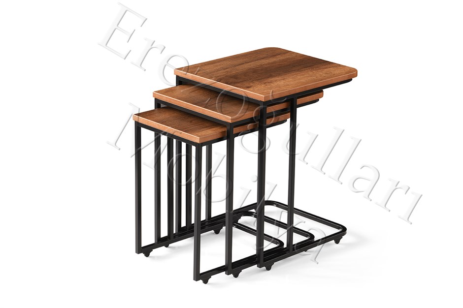 Mermer Desen C Zigon Sehpa 3lü Mdflam Desenli Renkli