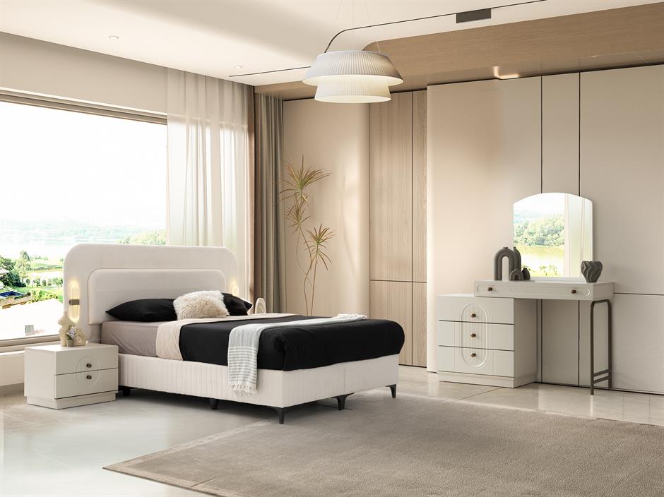 Mihra %100 MDF 6 Kapaklı Modern Yatak Odası Takımı Başlıklı